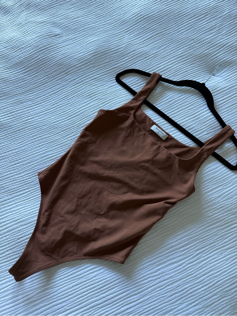 Babaton Rust Brown Square-Neck Bodysuit